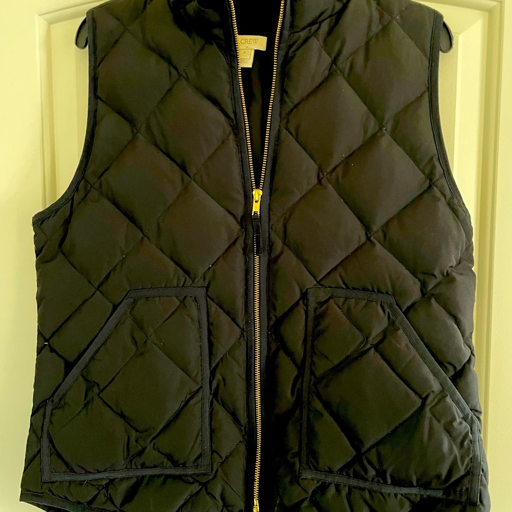 J Crew Black Quilted Puffer Vest